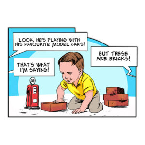 Playing with bricks ... - Aufkleber